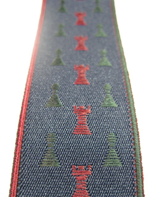 CHESS PIECES- BURGANDY ROOKS, HUNTER GREEN PAWNS ON NAVY BLUE BACKGROUND WITH BURGANDY EDGES. "Y" STYLE 1 1/3" X 60" DELUXE SUSPENDERS-Cotton/Polyester Hand Washable-Hang to Dry Material.WITH 1/2"x1"  HIGH POLISH GOLD GRIPS AND 2 LENGTH ADUSTERS    YD-CHS76B60#150g